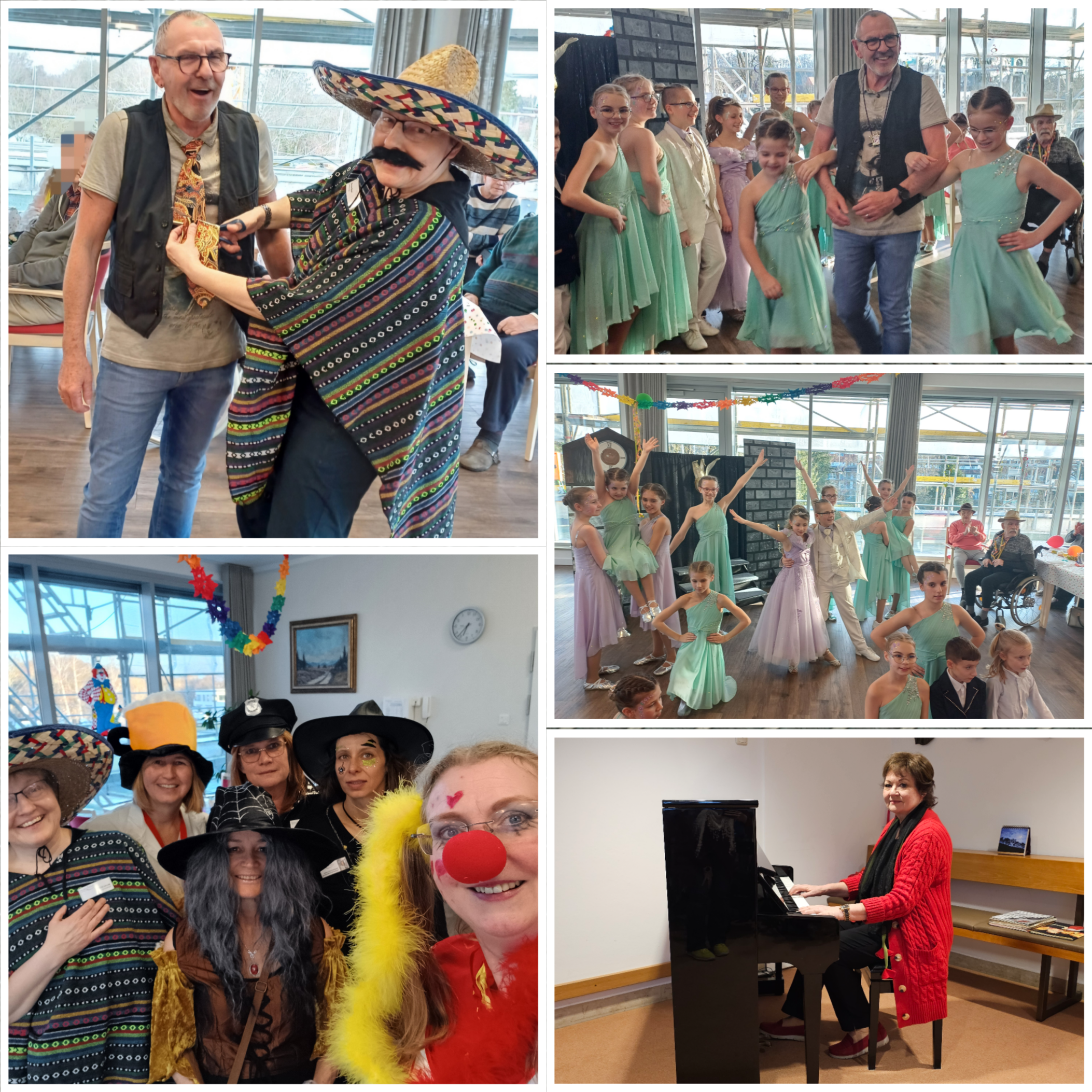Eine Bildcollage von der Faschingsfeier und unserem Konzert mit Frau Sousek.